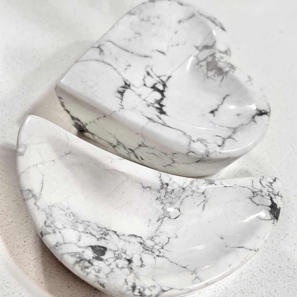 Howlite Heart/Moon Jewelry Dish